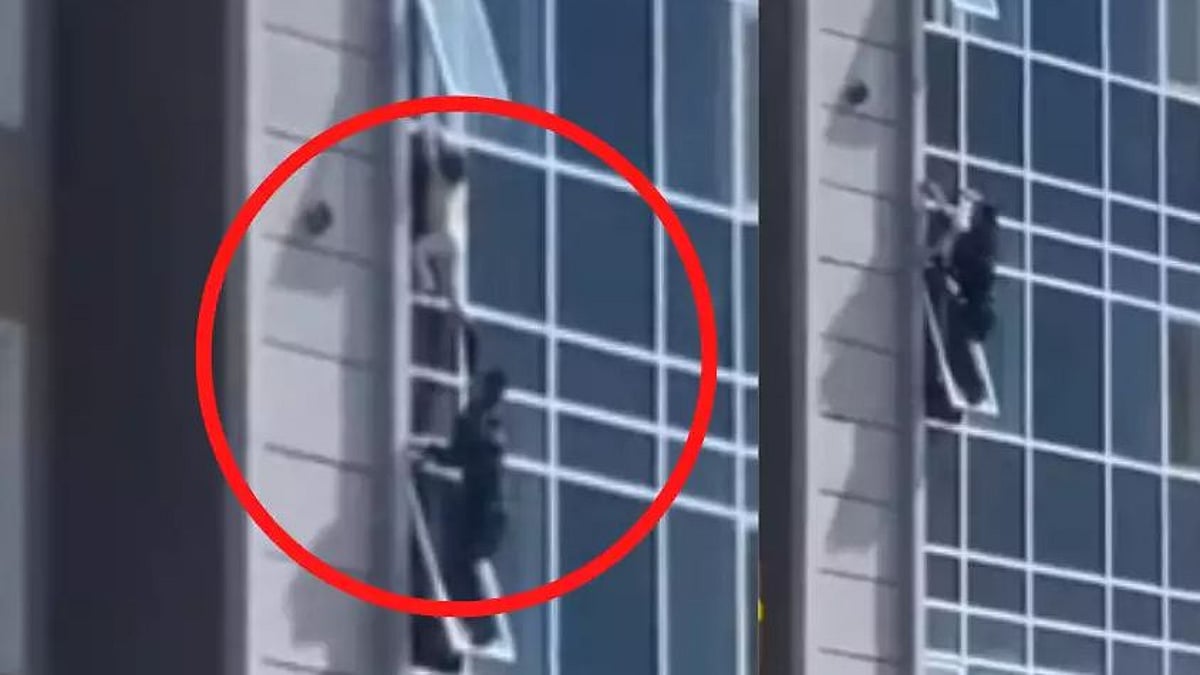 8-வது மாடி ஜன்னலில் தொங்கிய 3 வயது குழந்தை.. உயிரை பணயம் வைத்து காப்பாற்றிய ஹீரோ - திக் திக் வீடியோ!