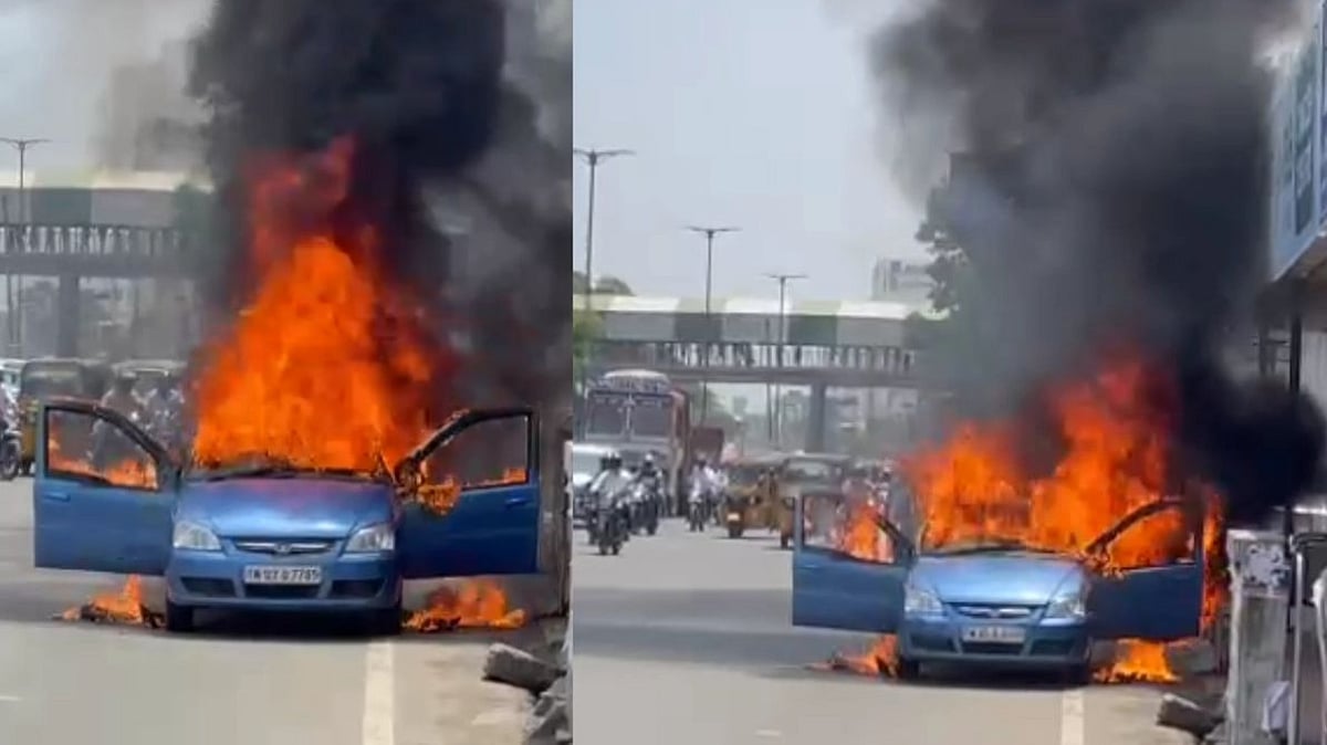 திடீரென பற்றி எரிந்த தீ.. ஓடும் காரிலிருந்து வெளியேறிய ஐவர்.. குரோம்பேட்டை GST சாலையில் நடந்தது என்ன?