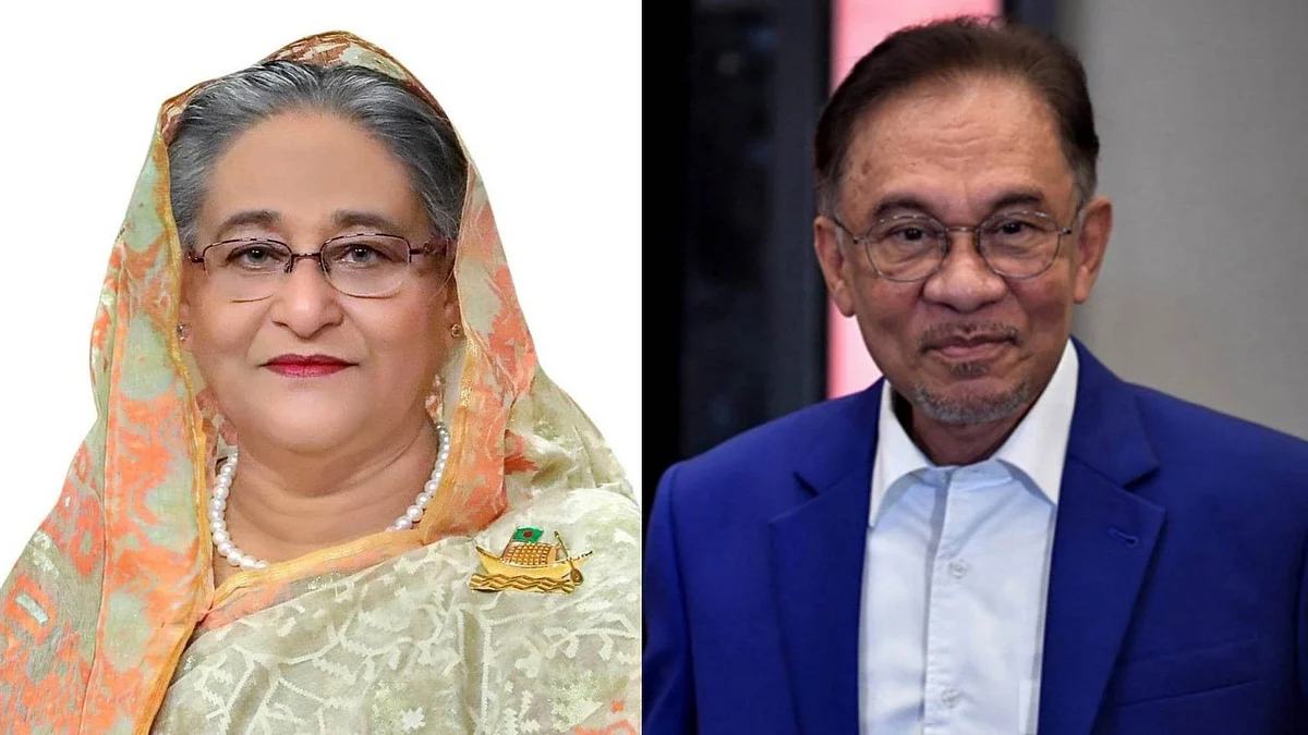 শেখ হাসিনা ও আনোয়ার ইব্রাহিম।