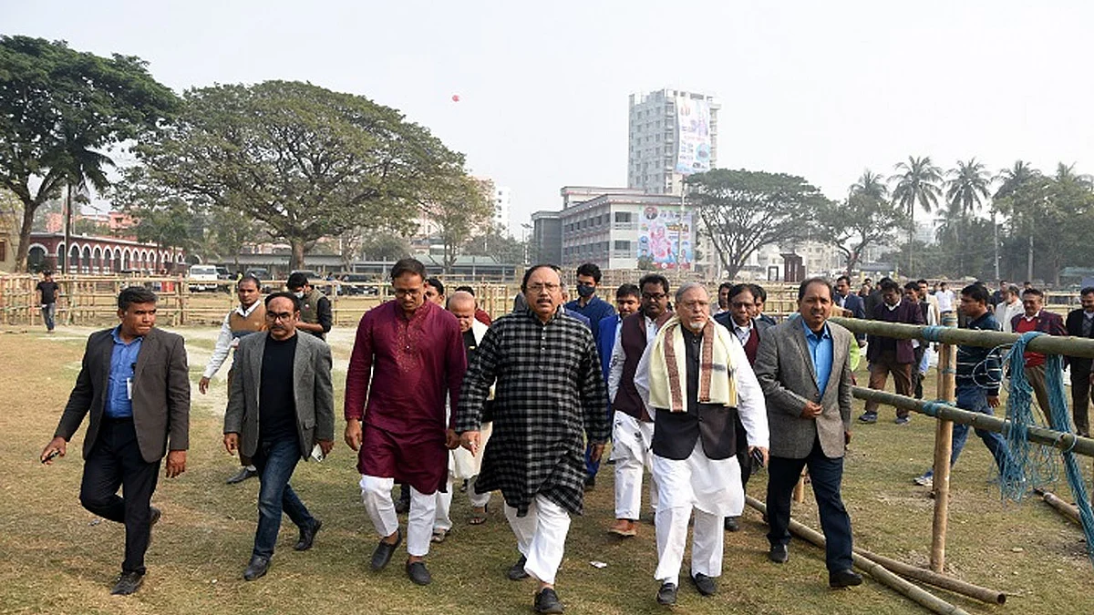 জনসভাস্থল পরিদর্শনে আওয়ামী লীগের সভাপতিমণ্ডলীর সদস্য ও রাজশাহী মেয়র এএইচএম খায়রুজ্জামান লিটন