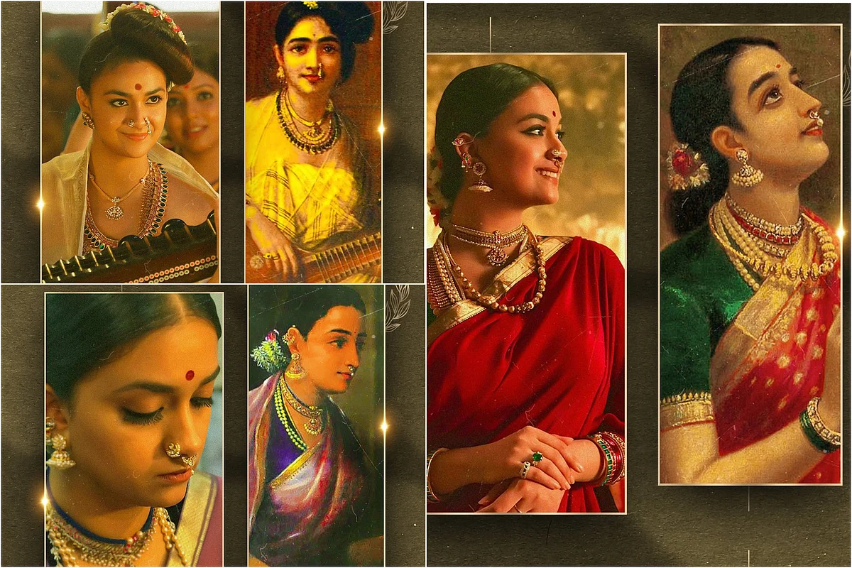 ராஜா ரவிவர்மாவின் ஓவியங்களாக மாறிய கீர்த்தி சுரேஷ்