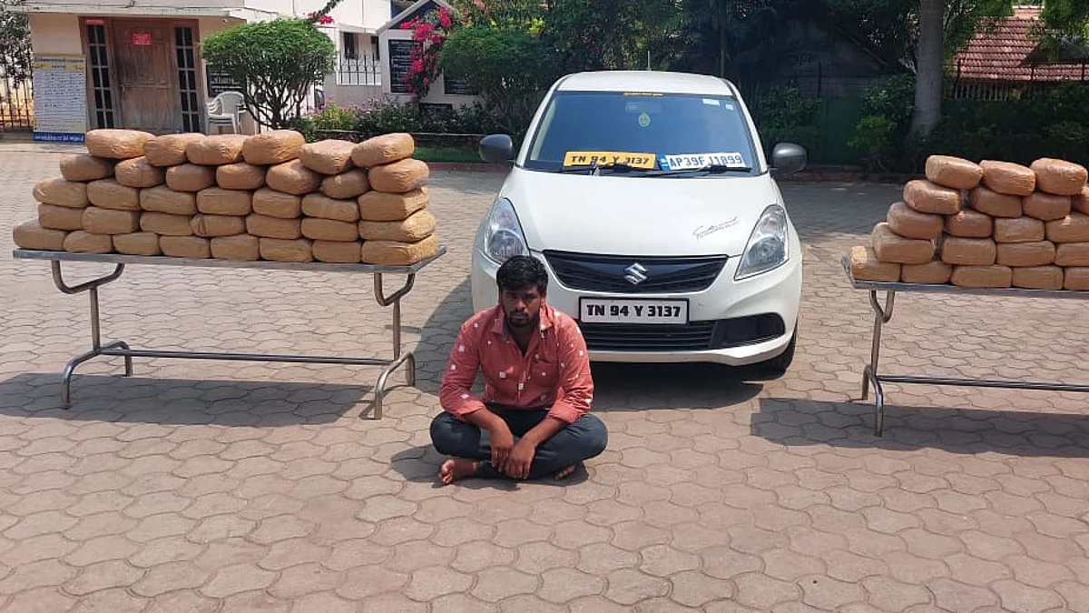ஒரு கார், மூன்று நம்பர் பிளேட்டுகள் - ஒரு கோடி மதிப்பிலான கஞ்சா பறிமுதல் !