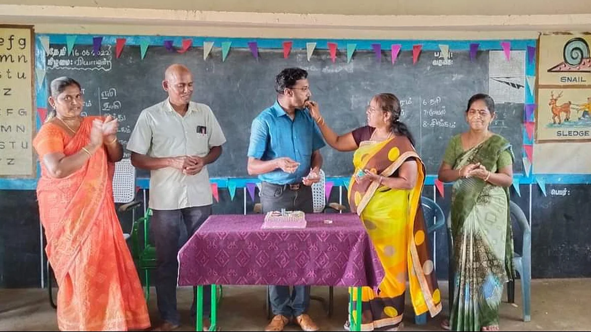 பிறந்தநாள் கொண்டாடிய ஆசிரியர், கேக் ஊட்டிய தலைமை ஆசிரியை சஸ்பெண்ட்!