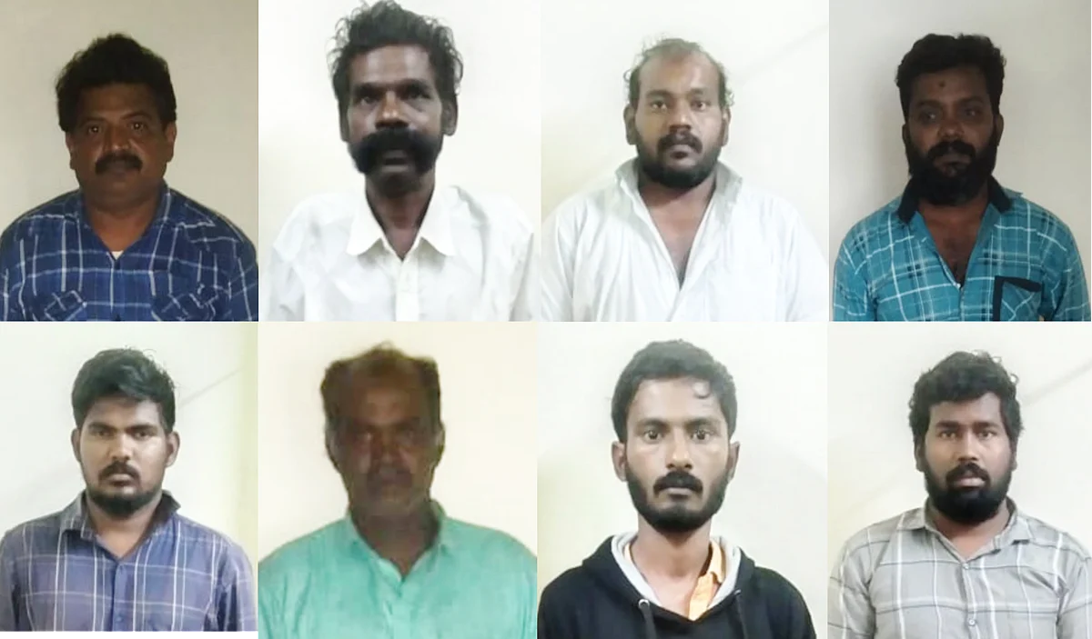 கைதான எட்டு பேர்