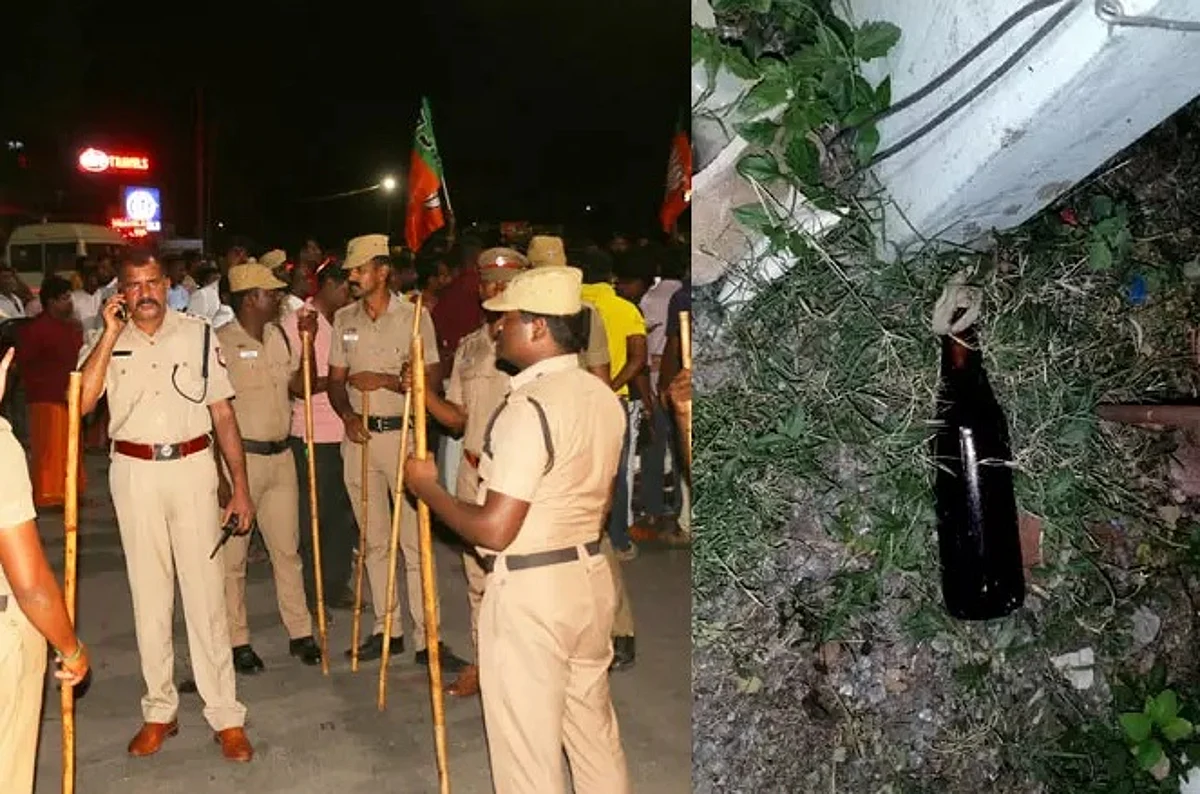 பாதுகாப்பில் இருந்த போலீஸ்; பாஜக அலுவலகம் மீது பெட்ரோல் குண்டுவீச்சு: கோவையில் இரவில் நடந்து என்ன?