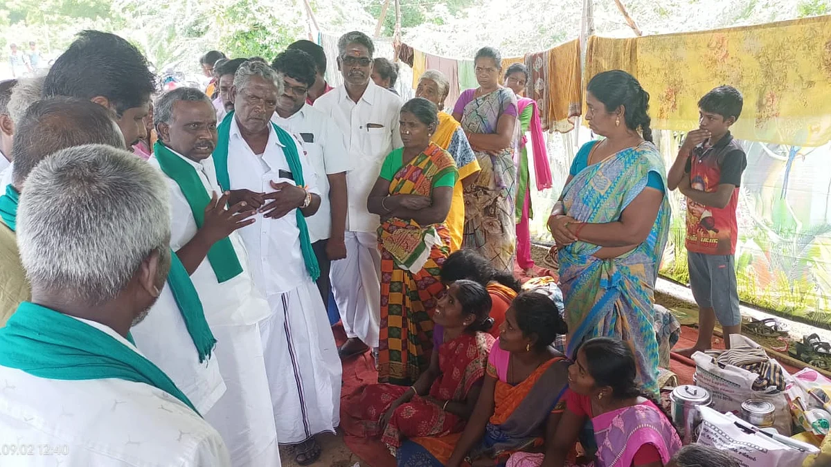 முதலைமேடு திட்டு கிராமத்தில் பி.ஆர். பாண்டியன்