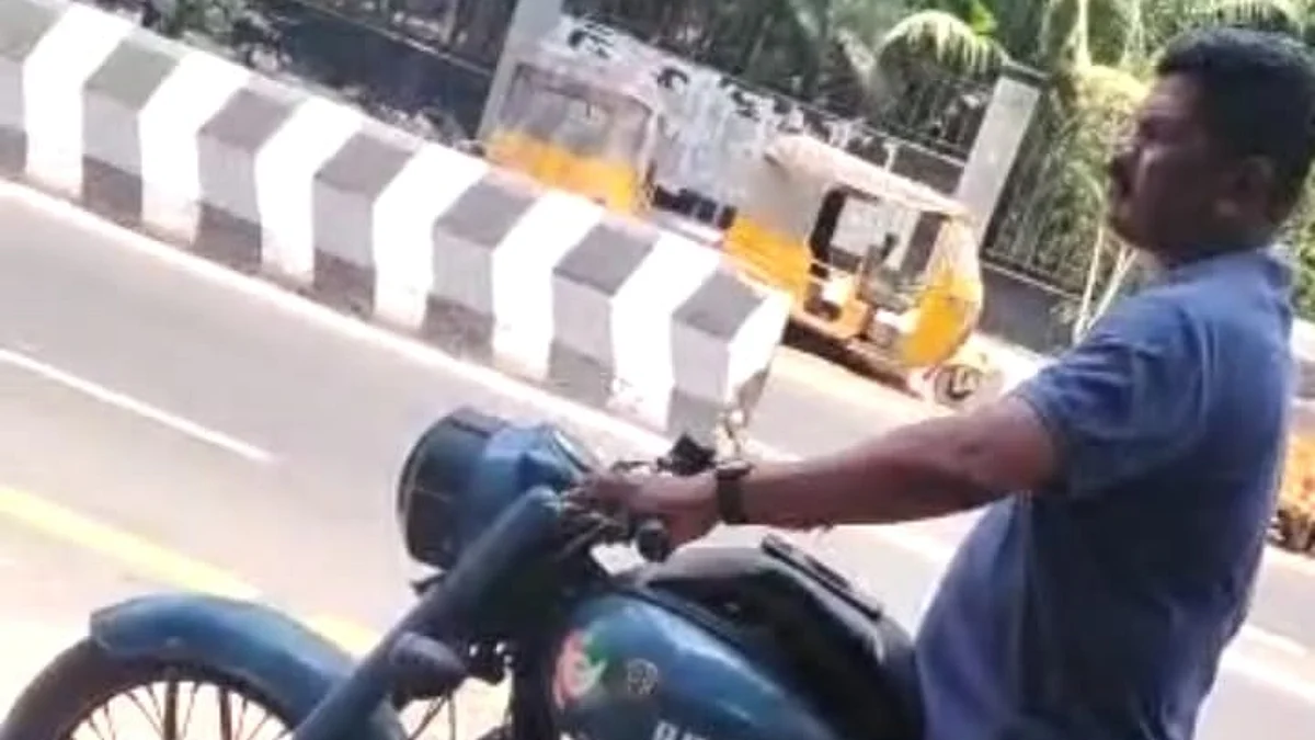 திருட்டு பைக்கில் ஜாலியாக வலம் வந்த போலீஸ்காரர் கருப்பையா.
