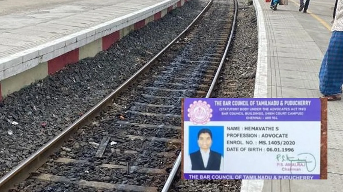 செல்போனில் பேசிக் கொண்டிருந்தார்; திடீரென ரயிலில் பாய்ந்து பெண் வழக்கறிஞர் தற்கொலை: பதறிய பயணிகள்