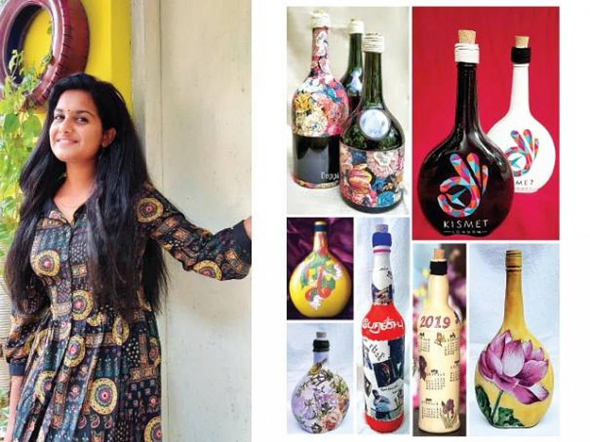இது ஒரு குப்பைக் கலை!- காலி பாட்டில்களை கலை வடிவங்களாக்கும் அபர்ணா