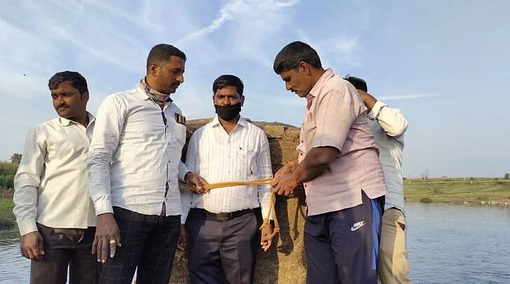 MPCB regional officer Sachin Harbad was tied up to a stone structure