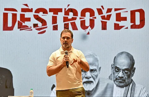 rahul slames bjp for vote theft