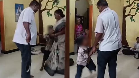 care taker attacking child 