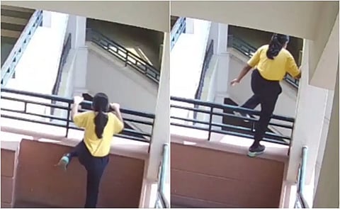 young girl fall from 4th floor.