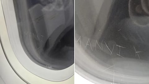 Passenger Carved Name On IndiGo Flight Window