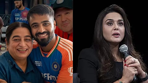 Preity Zinta and Prabhsimran Singh with mother 