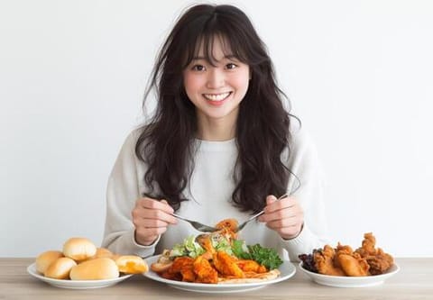 women eating of foods 