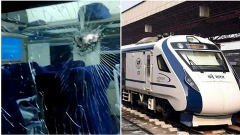 Stone pelting on train