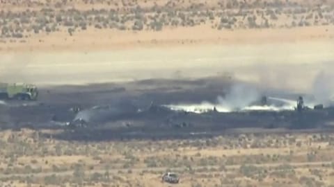 U.S. B-52 bomber catches fire and crashes