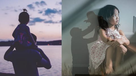 Girl worrying without father