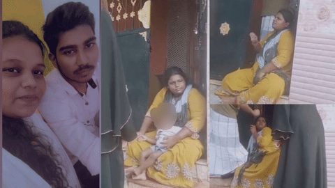 பெற்றோருக்கு தெரியாமல் காதலனுடன் குடும்பம் நடத்திய இளம் பெண்.. குழந்தையுடன் மாமியார் வீட்டு வாசலில் தர்ணாவில் ஈடுபட்ட பின்னணி!