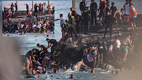 Thousands people cross the border