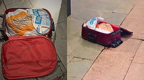 human body in suitcase