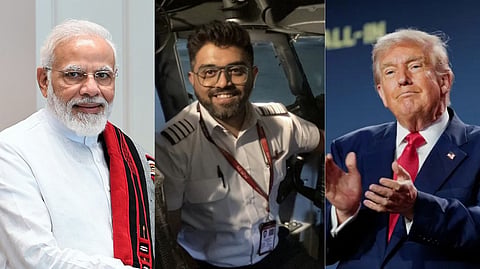 விமானத்தில் நடந்த திடீர் தாக்குதல்... இந்திய விமானியின் துணிச்சலுக்கு மோடி, டிரம்ப் பாராட்டு