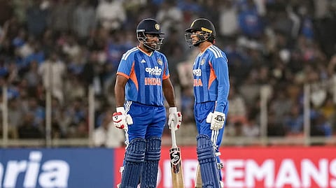 Abhishek Sharma Batting  and  Sanju Samson Early Wicket