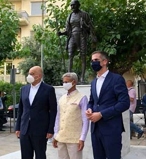 ஏதென்ஸ் நகரில் மகாத்மா காந்தி சிலை... மத்திய அமைச்சர் ஜெய்சங்கர் திறந்து வைத்தார்...