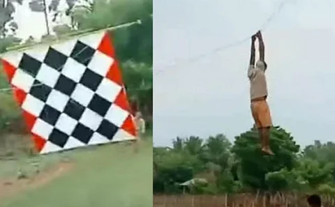 இளைஞரை தூக்கி சென்ற பட்டம்!!