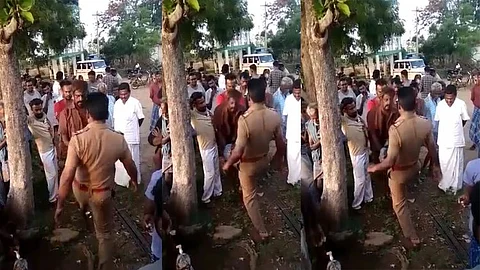 ஆடு திருடன்.. விரட்டி பிடித்த பொதுமக்கள்.. உயிர்நாடி பகுதியில் எட்டி உதைக்கும் காவல் அதிகாரி.. வீடியோ வெளியாகி பரபரப்பு!!