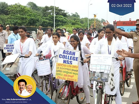 காந்தி ஜெயந்தி: உலக அமைதியை வலியுறுத்தி மிதிவண்டி பேரணி!