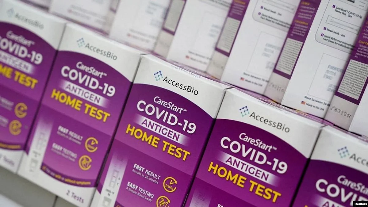 COVID-19 home test kits are pictured in a store window in the Manhattan borough of New York City, New York, Jan. 19, 2022 (Image SOurce- VOA)