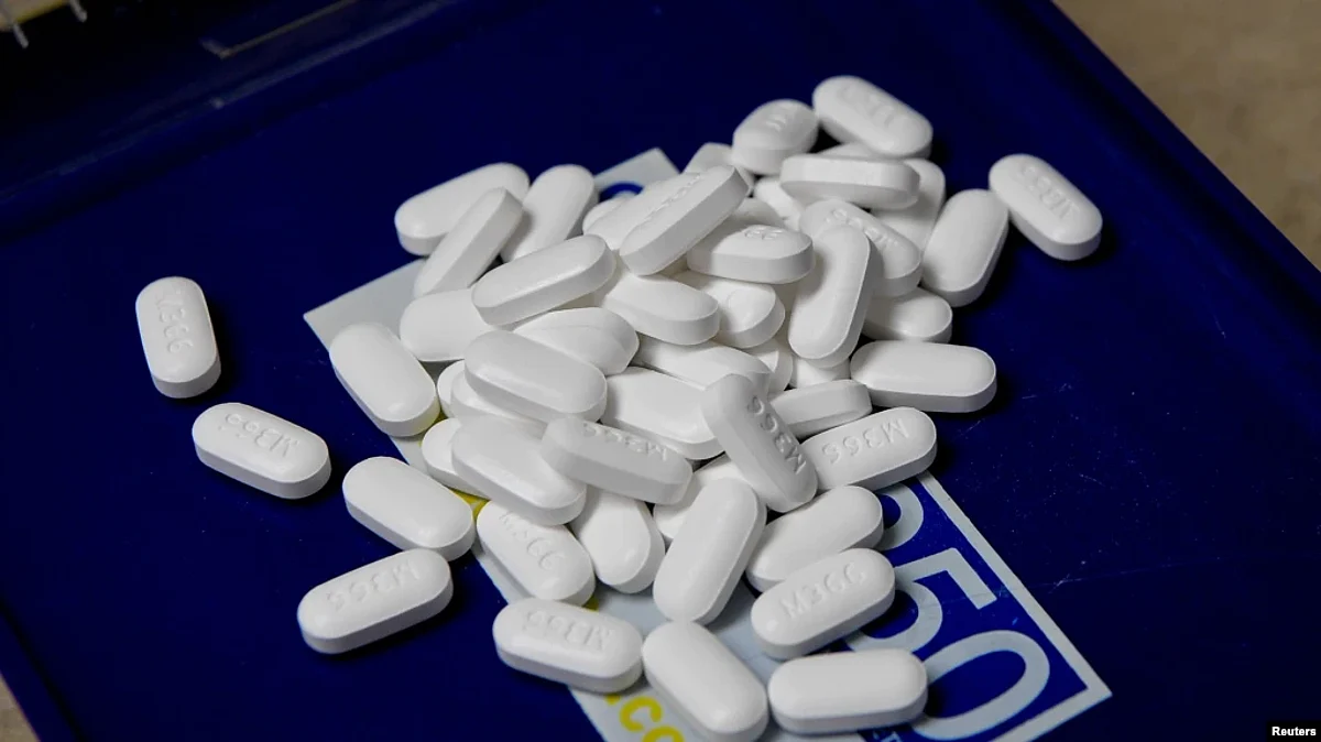 FILE - Tablets of the opioid-based Hydrocodone are seen at a pharmacy in Portsmouth, Ohio, June 21, 2017.