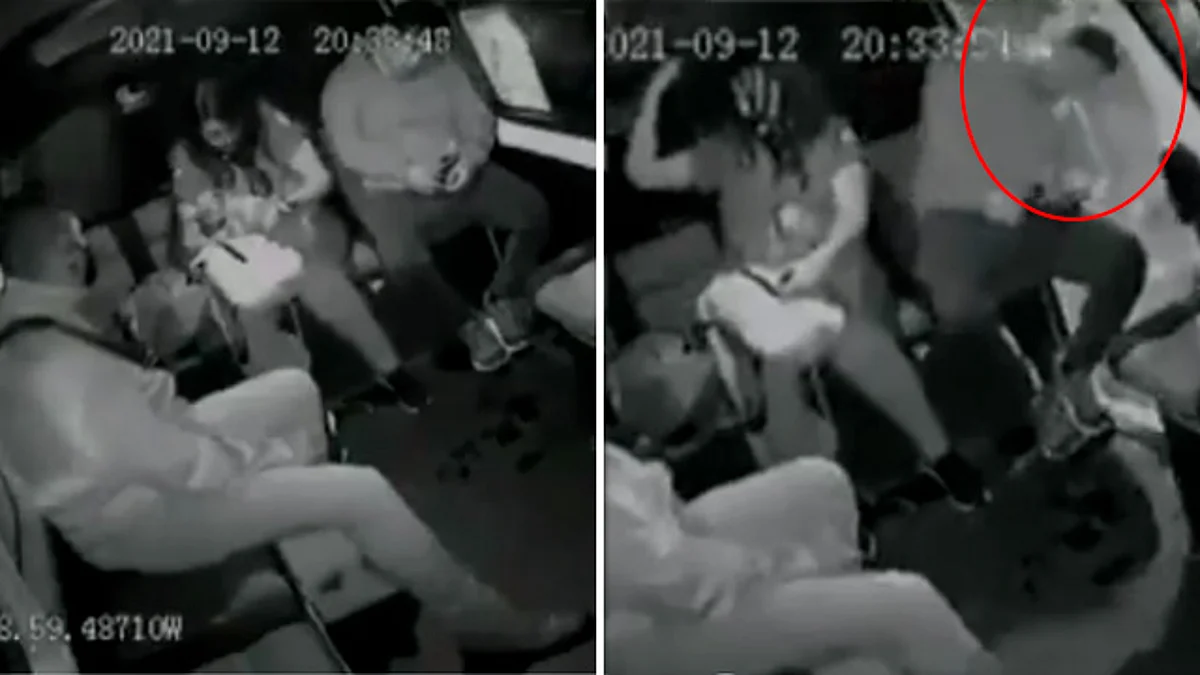 Hombre se queda dormido en la combi y se da un golpazo