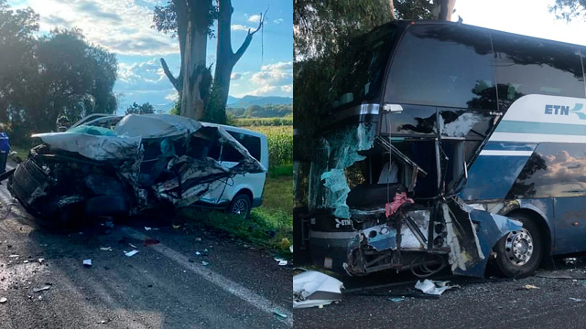 Chocan camioneta y autobús en la salida a Quiroga