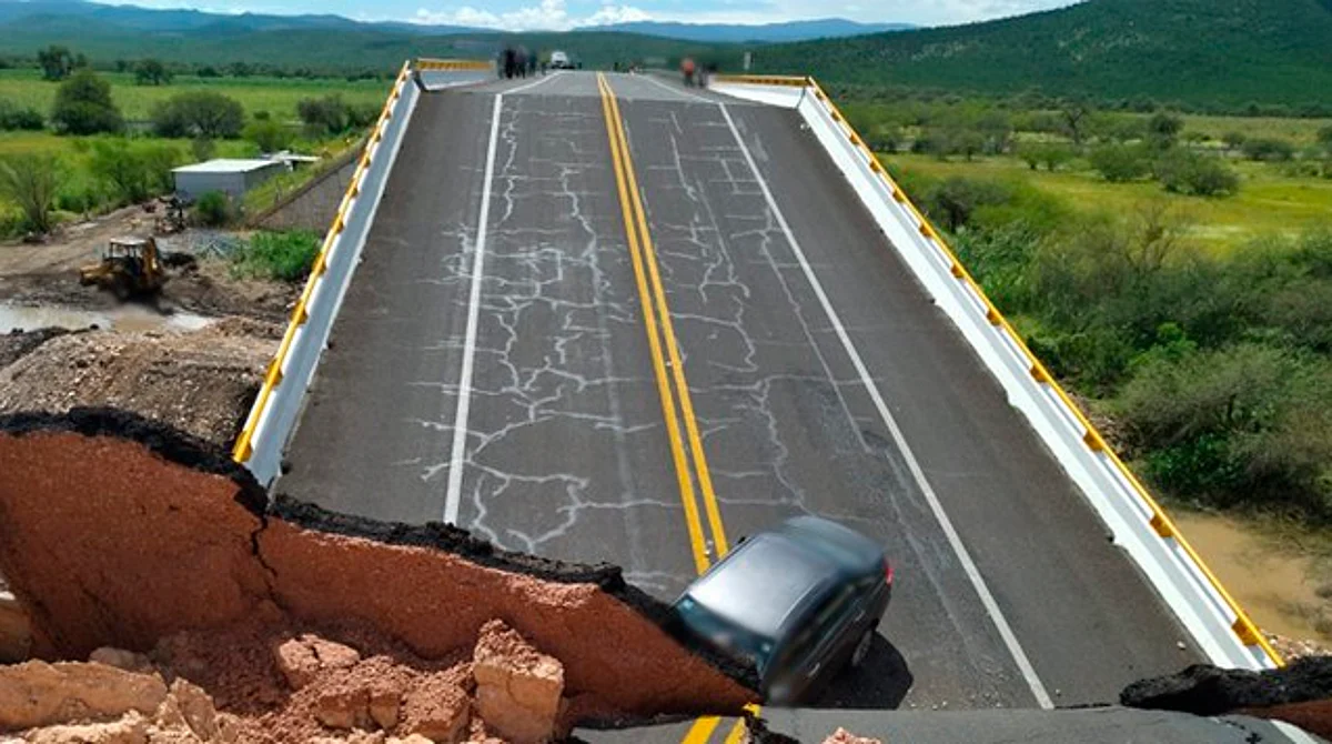 Puente colapsa; muere una mujer y 4 resultan heridos