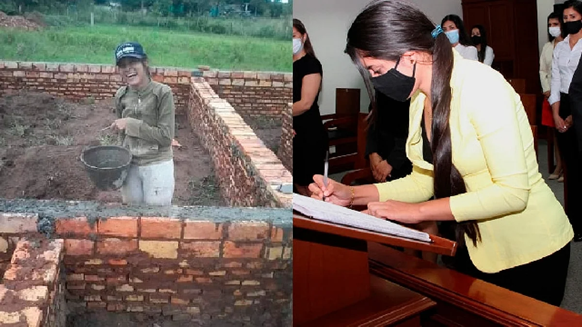 Chica trabaja como albañil para pagar sus estudios y ahora es abogada