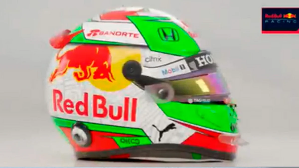 Checo Pérez presenta el casco que usará en el GP de México