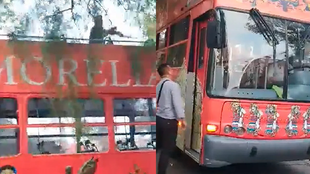 Operadores de altibus cortan ramas para que no estorben a turistas en Morelia