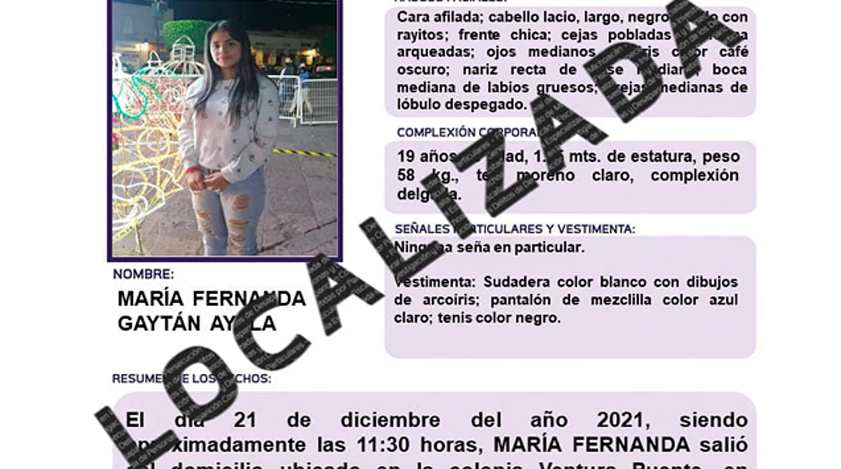 Desapareció el martes en Morelia; la localizan este día