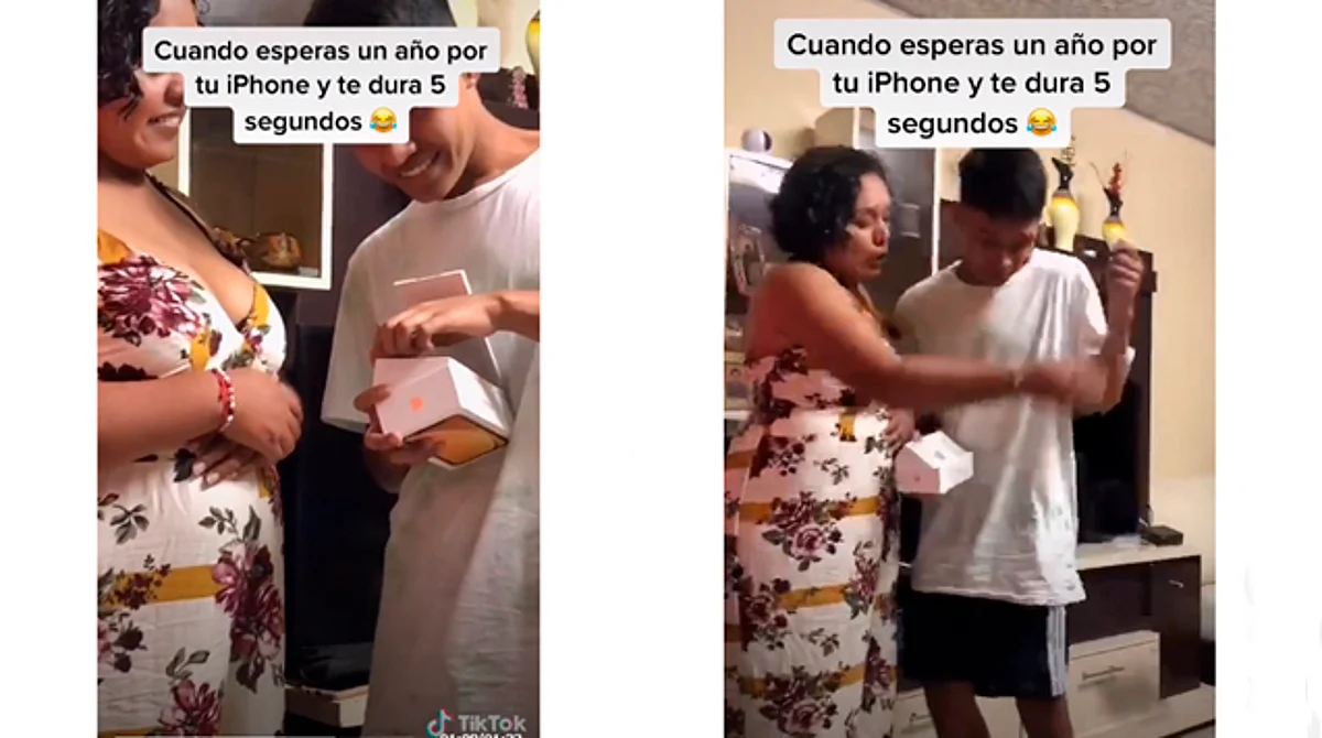 Viral: esperó un año iPhone de regalo, lo abre y se le cae