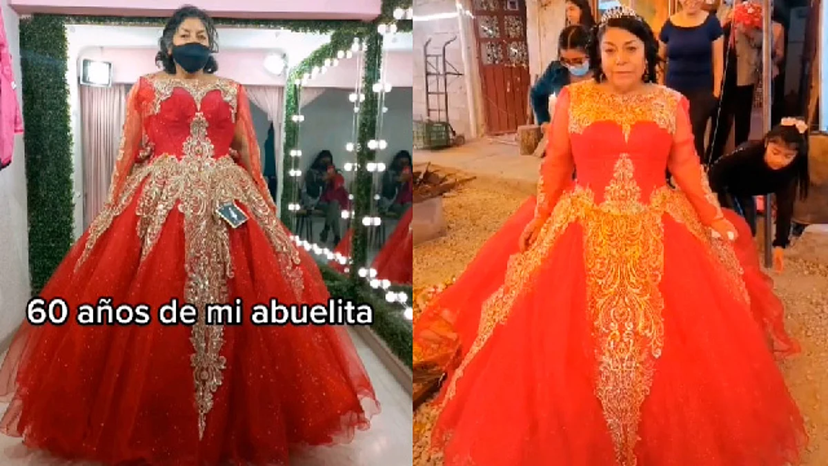 Nietos organizan fiesta al estilo de XV años a su abuelita