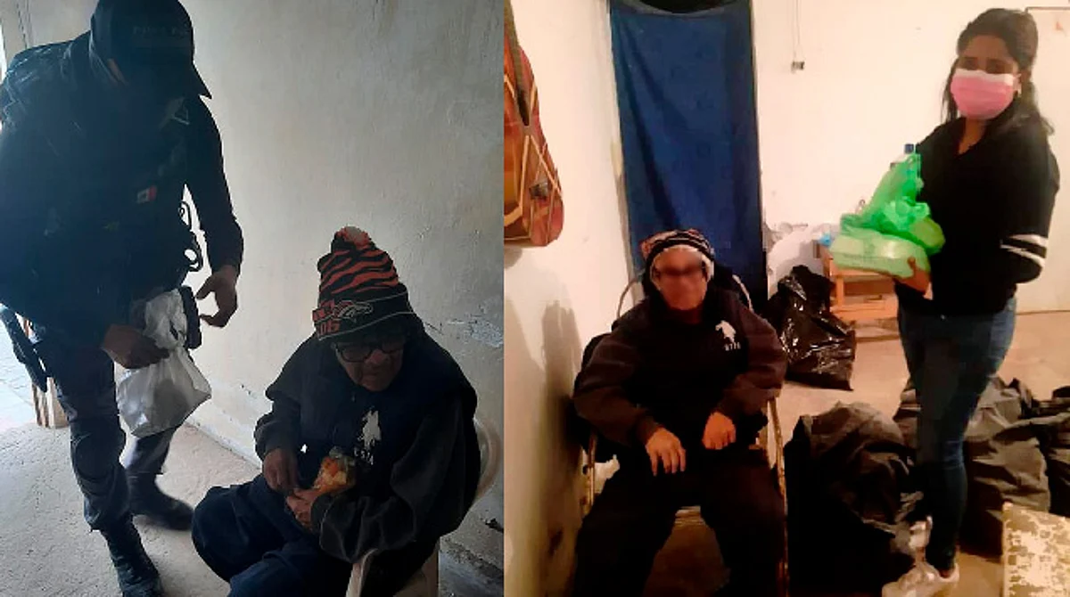 Policías ayudan a abuelito que tenía 15 días sin comer en Coahuila