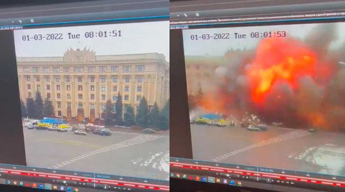 Así fue el ataque de Rusia con misil a edificio de gobierno en Járkov, Ucrania