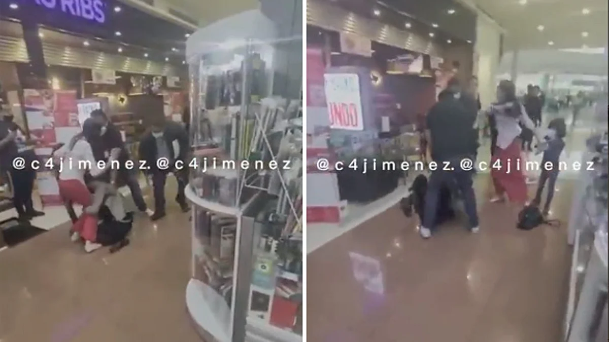 La señora gritaba y golpeaba mientras traía a su hijo de la mano