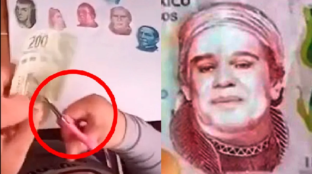 ¡La tarea más cara! niña recorta billetes para pegarlas en hoja blanca