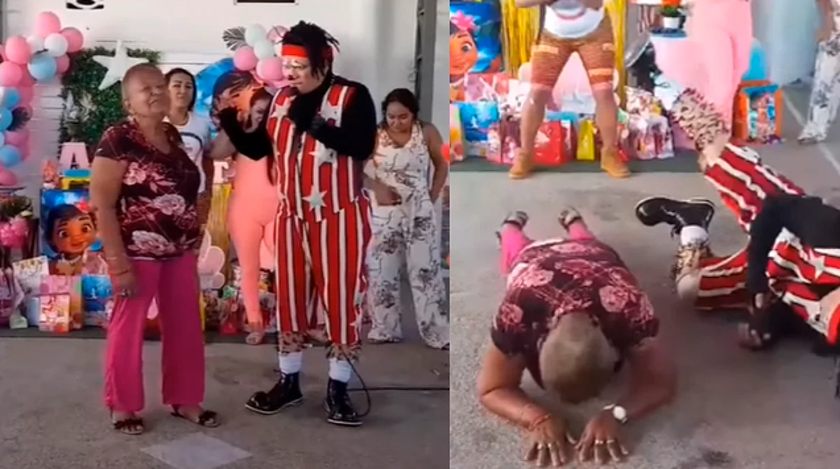 Mamá abuelita hace el paso de Anitta y le calla la boca a payaso