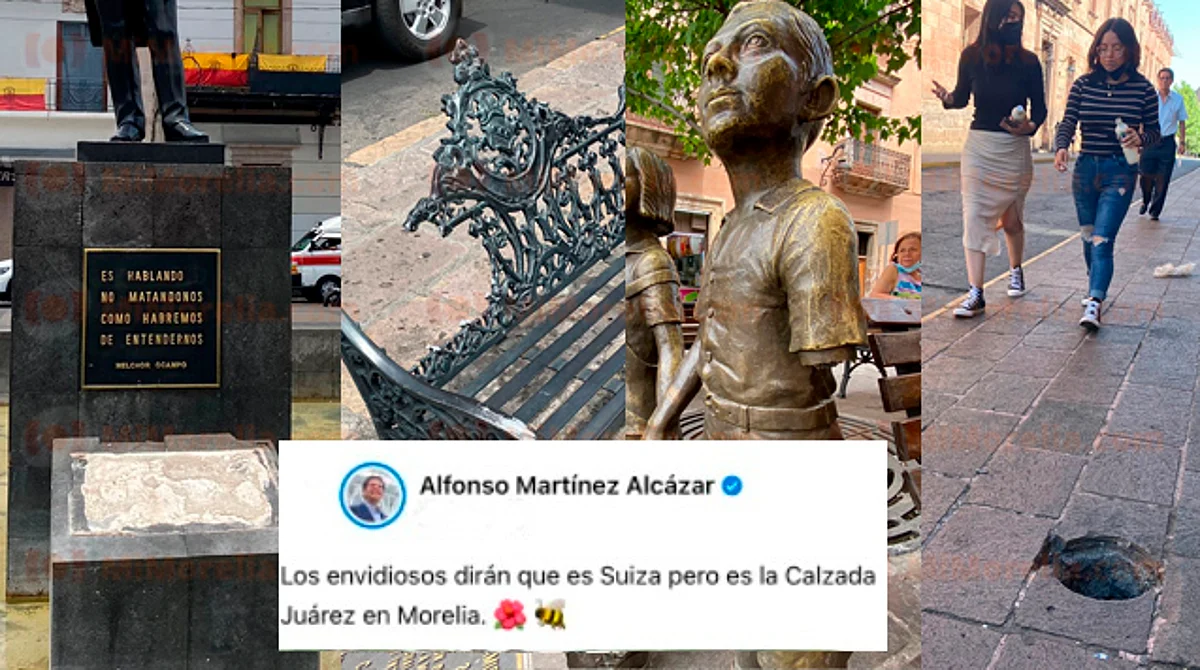 Roban placas, luminarias y bancas del Centro de Morelia, y el edil hace esto