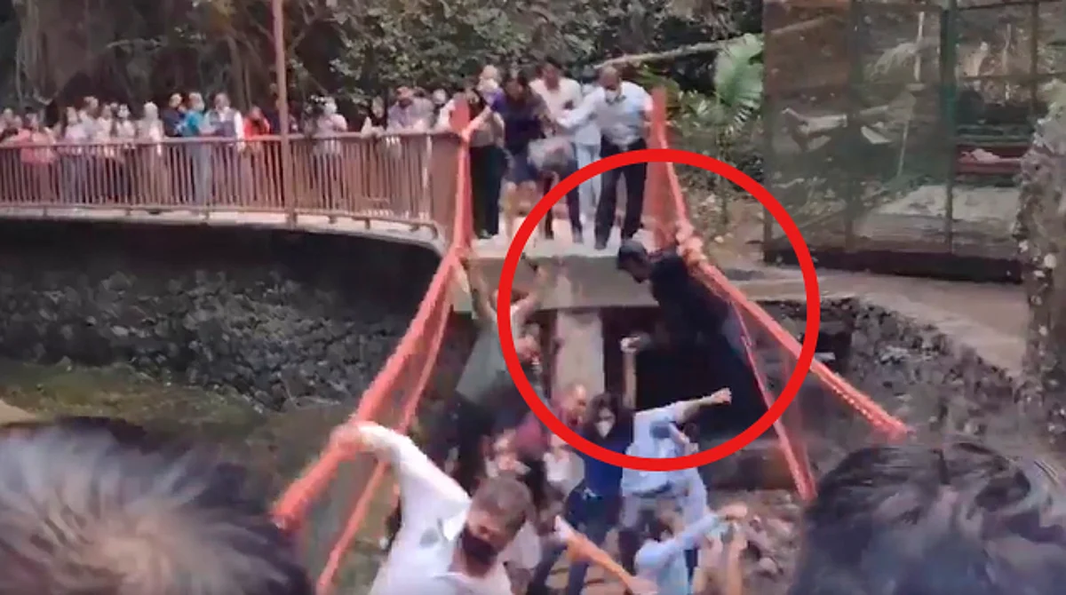 Chavo que brincó en puente colgante se deslinda; "los invito a observar"